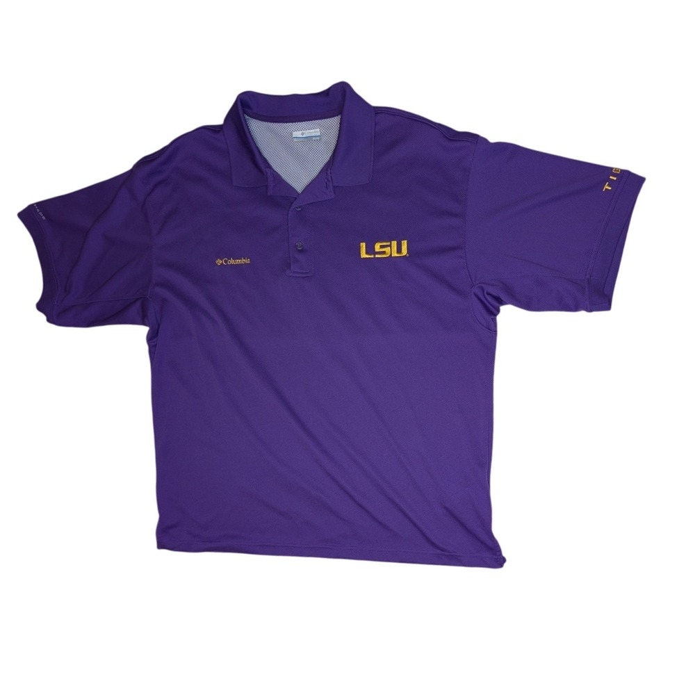 Columbia LSU Purple Polo with Gold Logo